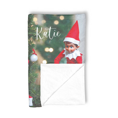 Personalised Naughty Elf Polar Blanket (100cm x 150cm)