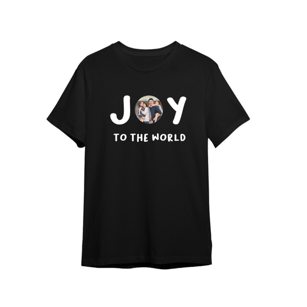 Christmas Photo Upload T-Shirt - Joy to the World - Black