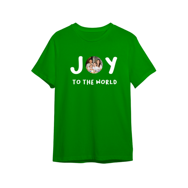 Christmas Photo Upload T-Shirt - Joy to the World - Green