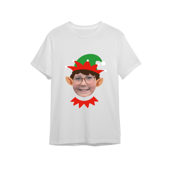 Christmas Photo Upload Elf T-Shirt - White