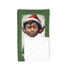 Personalised Photo Elf Polar Blanket Green (100cm x 150cm)