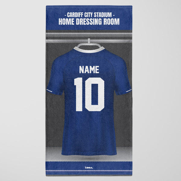 Cardiff City Shirt Personalised Beach Towel - Kids Merch