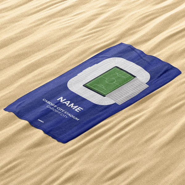 Cardiff Stadium Personalised Football Beach Towel - Kids Merch