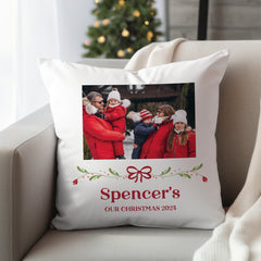 Family Christmas Photo Upload Cushion - 40cm x 40cm