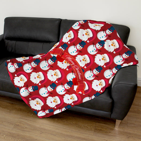 'Merry Christmas' Fleece Blanket (Medium 100cm x 150cm)