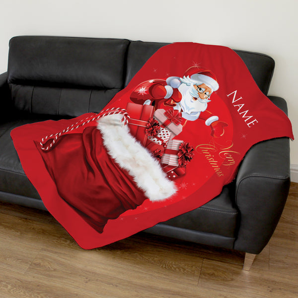 Personalised Father Christmas Fleece Blanket (Medium 100cm x 150cm)