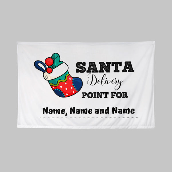 Personalised Stocking 'Delivery Point For' Flag (60 x 40cm)