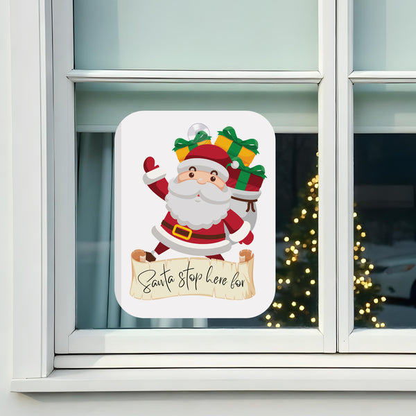 Father Christmas 'Santa Stop Here' Christmas Window Sign (24cm x 30cm)
