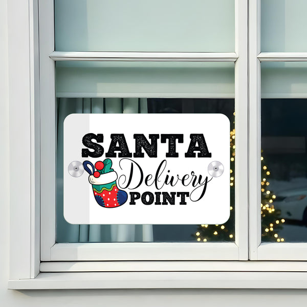 Father Christmas 'Delivery Point' Christmas Window Sign (31cm x 27cm)