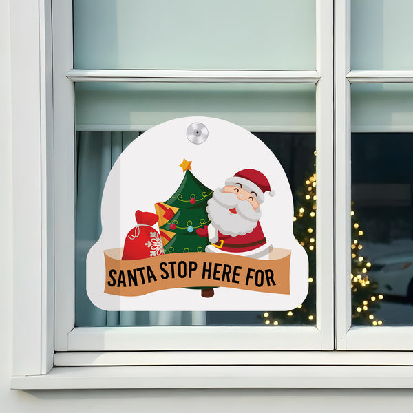 DONT USE AR - Snow Globe 'Santa Stop Here' Christmas Window Sign (30cm x 26cm)