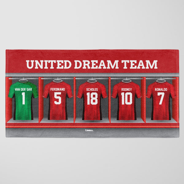 Man United Personalised Dream Team Beach Towel - Kids Merch