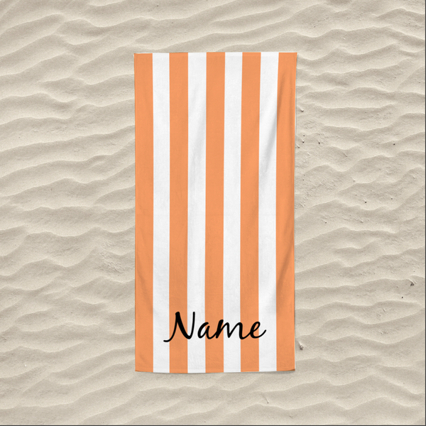 Orange Stripe Personalised Beach Towel - 70cm x 140 cm