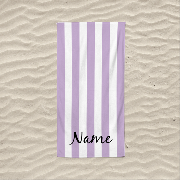 Purple Stripe Personalised Beach Towel - 70cm x 140 cm