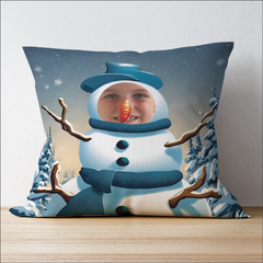 Personalised Photo upload Snowman Cushion