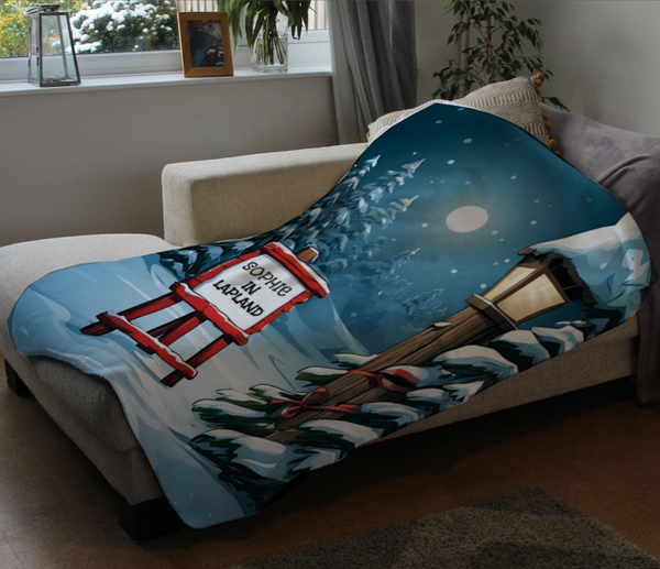 Personalised 'In Lapland' Fleece Blanket (Medium 100cm x 150cm)