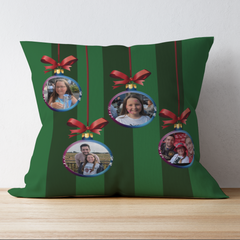 Personalised Bauble Upload Cushion Green