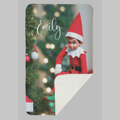 Personalised Naughty Elf Fleece Blanket (Medium 100cm x 150cm)