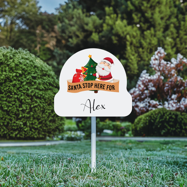 Snow Globe 'Santa Stop Here' Christmas Sign