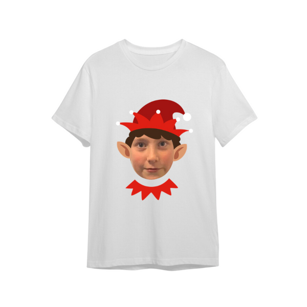 Christmas Photo Upload Red Elf T-Shirt - White