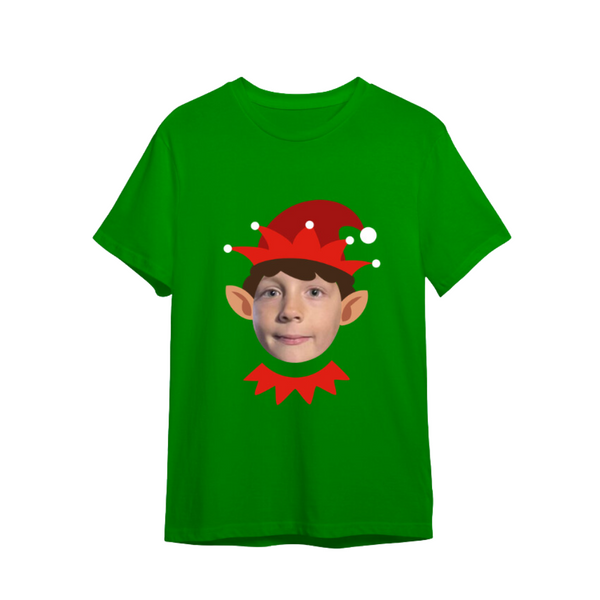 Christmas Photo Upload Elf T-Shirt - Green