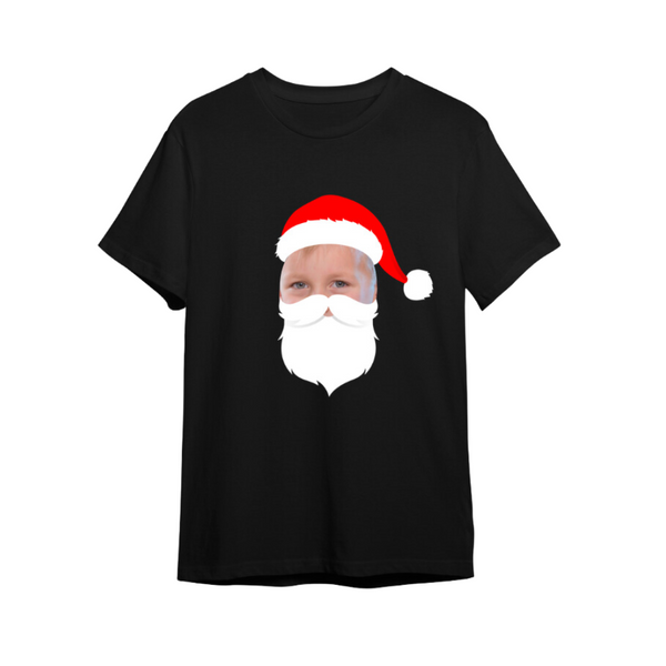 Christmas Photo Upload Santa T-Shirt - Black