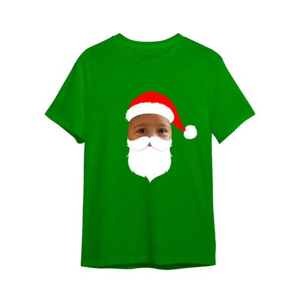 Christmas Photo Upload Santa T-Shirt - Green