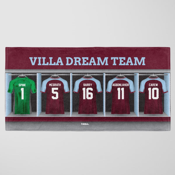 Aston Villa Personalised Dream Team Beach Towel - Kids Merch