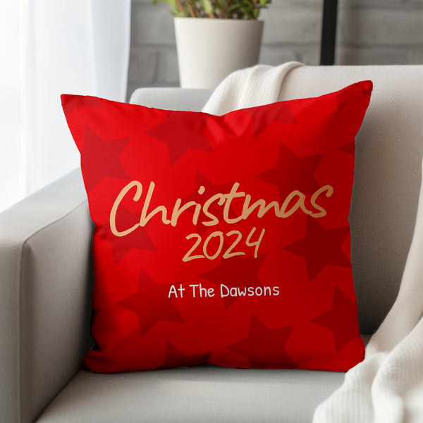 Personalised Christmas Cushion 2024 in Red