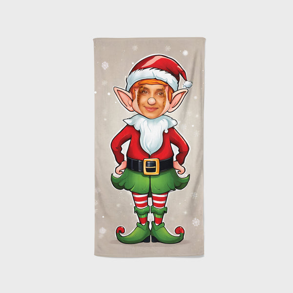 Red Elf Add Your Photo Christmas Towel 70x140 cm